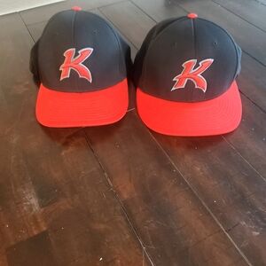 2 for 1 Black and Red Baseball Caps with K Logo   L-XL "Lakers Allstars"